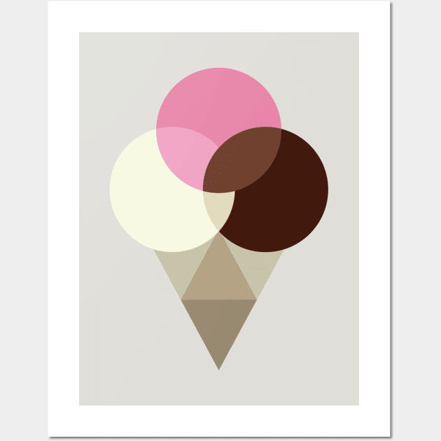 Neapolitan Ice Cream Cone Wall Art by Dellan